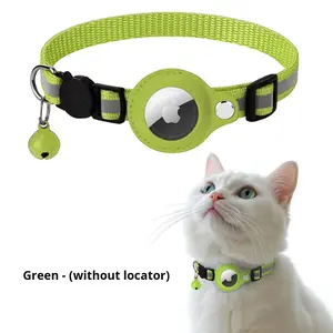 Collar de Poliéster Sólido con Campana para Gatos, Localizador Antipérdida Personalizado con Airtag, Cintas Decorativas, Cierre de Botón, para Razas Pequeñas - Product Image 3