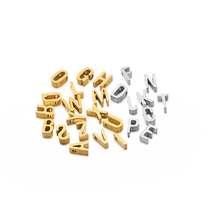 5pcs/bag Stainless Steel Letter Pendant 8mm English Alphabet Letter <strong>Charm</strong> Pendants Jewelry Making Accessories - Product Image 4
