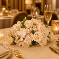 Rose artificielle de luxe couleur unie pour allée de mariage, centre de table, fleurs artificielles, décoration de plateau tournant d'hôtel, accessoires de décoration de bureau