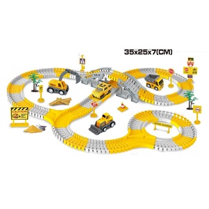 255 pièces, pistes de <span class=keywords><strong>course</strong></span> de construction de véhicules, éducation, bricolage, assemblage de pistes de voitures avec voiture électrique d'ingénierie, pistes de voitures pour <span class=keywords><strong>jouets</strong></span> d'enfants - Product Image 2