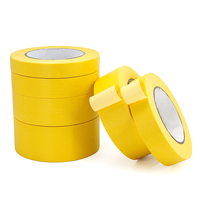 Jaune 120 ℃   Ruban de masquage en papier crépon haute température, adhésif synthétique en caoutchouc, sans résidu, pour peinture au pistolet de carrosserie automobile
