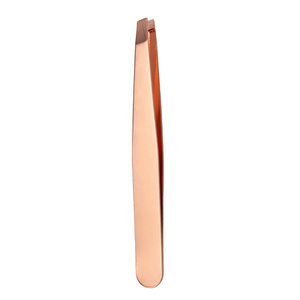 Ensemble de pinces à épiler en acier inoxydable couleur or rose, têtes plates, pointues et inclinées, préhension de précision robuste pour le soin des sourcils - Product Image 1
