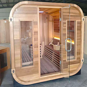 Fabricant professionnel de sauna extérieur moderne en cèdre rouge, sauna traditionnel avec poêle, sauna cube avec baignoire de glace pour 3-4 personnes - Product Image 4