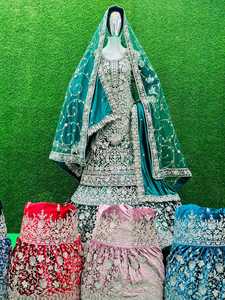 Magnifique Robe de Mariée de Luxe en Velours Brodé, Longueur Ras du Sol, 10 Modèles de Lehenga Choli Farsi pour Adultes - Product Image 3