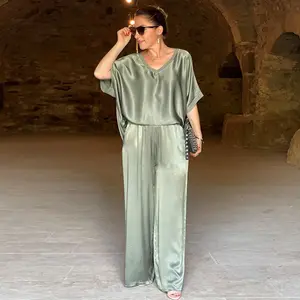 Large size women's 2023 autumn new loose V-neck casual shirt wide-leg pants fashion suit