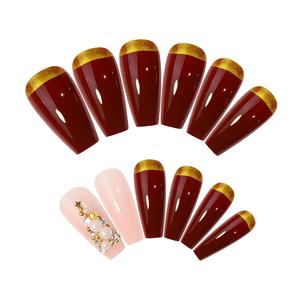 <span class=keywords><strong>Faux</strong></span>-<span class=keywords><strong>ongles</strong></span> artificiels à pression de <span class=keywords><strong>couleur</strong></span> <span class=keywords><strong>bordeaux</strong></span> de haute qualité, couverture complète portant de <span class=keywords><strong>faux</strong></span> <span class=keywords><strong>ongles</strong></span> - Product Image 4