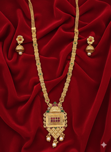 Conjunto de Collar Largo con Cuentas de Estilo Elegante, Joyería Antigua de Mehendi, Collar Tradicional Hermoso para Fiestas de Diseñador - Product Image 4