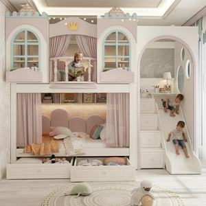 Letto a Castello Personalizzato Stile Principessa con Scale e Scivoli, Design Creativo a Forma di Castello per Camera da Letto - Product Image 2