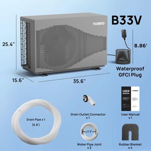 Pompe à chaleur pour piscine TURBRO 33000 BTU Inverter avec contrôle WiFi 220-240V pour piscines hors sol - Product Image 6