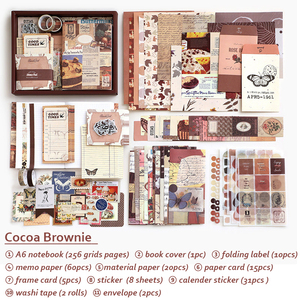 Kit de papeterie vintage esthétique imprimé avec reliure cousue, cadeau, papier de scrapbooking, carnet A6 quadrillé - Product Image 5