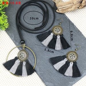 Bohemian Tassel <b>Necklace</b> And Earring <b>Set</b> Alloy Antique <b>Silver</b> Plated Women's Party Jewelry Fashion <b>Set</b> - Product Image 4