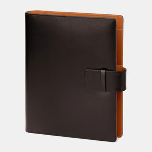 Carpeta de cuero Corc con logotipo personalizado, cubierta de cuaderno A5 de cuero negro, organizador diario, 6 anillos, carpeta de hojas sueltas - Product Image 3