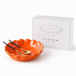 Plat à lasagnes rond en céramique <span class=keywords><strong>de</strong></span> porcelaine à volants <span class=keywords><strong>de</strong></span> 10 pouces, plat <span class=keywords><strong>de</strong></span> cuisson pour <span class=keywords><strong>la</strong></span> pâtisserie - Product Image 4