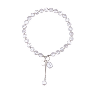 Collar de Perlas Barrocas Blancas en Oro K, Regalo para Mujer, Origen Yiwu, Diseño Geométrico, Forma Circular y Cuadrilátera - Product Image 4