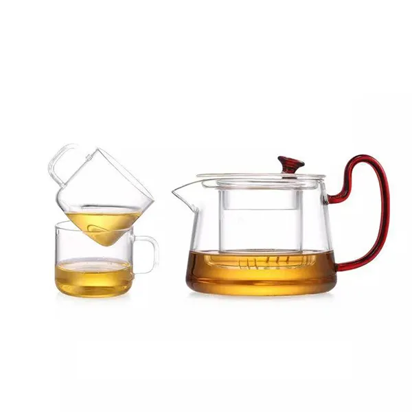 Borosilicate Glass heat resistant Teapot set with Glass tea strainer and glass lid