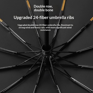 12 Bone Double Dragon Bone Black Glue <b>Automatic</b> Folding Business Sunny Three-fold Sunshade <b>Umbrella</b> Printable LOGO Advertising - Product Image 4