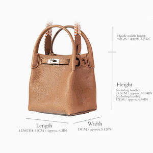 Bolsos de Hombro de Diseñador de Cuero Vacuno Genuino Hechos a Mano de Moda, Bolsos de Cubo de Cuero Casuales de Lujo para <span class=keywords><strong>Mujer</strong></span> al por Mayor - Product Image 3