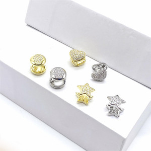 Stud Earrings Heart And Star Shape Micro Pave Zirconia Copper Ear <b>Clips</b> For Party Fashion Jewelry - Product Image 3