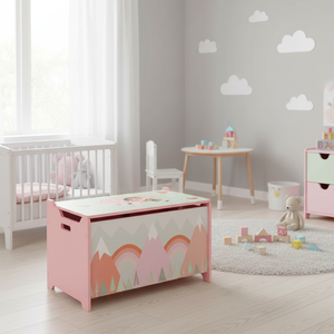 Boîte à jouets mignonne de couleur rose avec un design animal, avec un couvercle à charnière de sécurité, organisateur de chambre à coucher pour le rangement des jouets, fabriqué en Chine, modèle AL1247 - Product Image 5