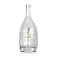 Embouteilleur de verre rond transparent personnalisé pour Brandy Gin Rhum Vodka Tequila Whisky Liqueur Super Flint Design avec bouchon en liège