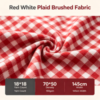 Tissu sergé 18S en flanelle mélangée teinte en fil, à carreaux rouges et blancs, brossé simple face, 150 GSM, largeur 145 cm, pour chemises, robes et usage domestique