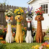 Vase à fleurs en résine en forme de chien mignon, pot de jardin, décoration d'intérieur, pot de plante décoratif, vente en gros OEM