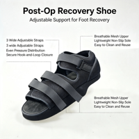 Sepatu Medis Profesional untuk Mengurangi Beban Tumit Pasca Operasi, Bahan Mesh Musim Panas dengan Velcro, EVA Wedge, untuk Pemulihan Plantar Fasciitis dan Ulserasi