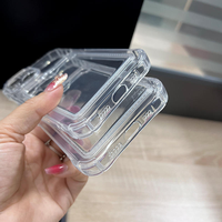 Casing Transparan Anti-Shock dengan Slot Kartu dan Pelindung Airbag untuk iPhone 15 16 17 Pro Max, Casing HP TPU Lembut dengan Tempat Kartu