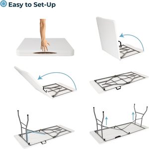Table et chaises pliantes rectangulaires en plastique HDPE blanc, populaires pour les événements intérieurs et extérieurs, mariages, pique-niques et repas – Offre Spéciale - Product Image 6