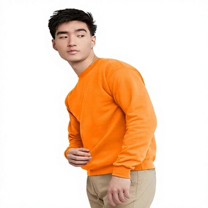 Sudadera de Felpa para Hombre, Cuello Redondo, Color Naranja, Corte Regular, Tejido de Punto, 100% Algodón, Estilo Urbano, Informal, Ecológica - Product Image 3