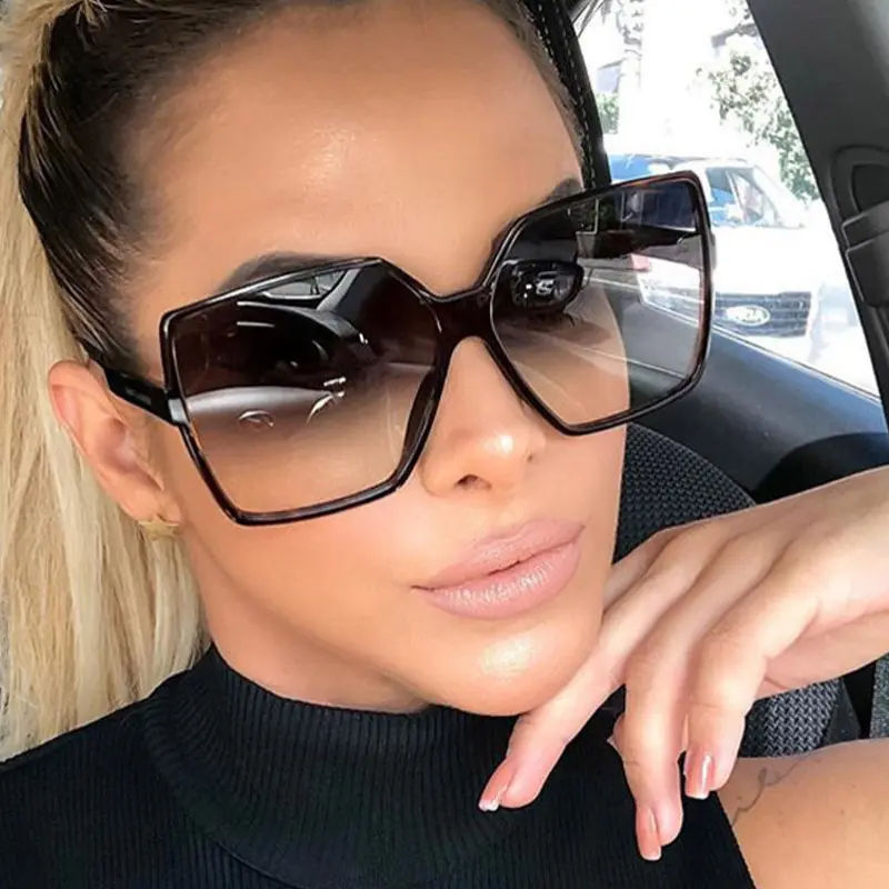 Fashion Hot Sale Rectangle Frame Sun Glasses Big Size Shades Woman Sunglasses 2023 Oversized