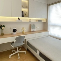 Lit d'enfant moderne en bois YZ avec bureau et rangement, couleurs personnalisables, ensemble de chambre adapté aux appartements