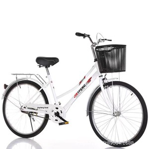 Nouveau vélo adulte 24/26 pouces avec fourche à suspension, cadre en acier carbone, pneus pleins anti-crevaison, style féminin, adapté pour - Product Image 4