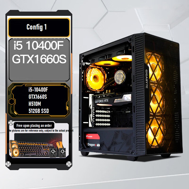 Gaming Computer I5 10400F 12400F 13400F ITX Micro-ATX Mini-ITX GTX1660S RTX2060S RTX4060 16G 512GB SSD DIY Computer
