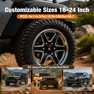 <span class=keywords><strong>ล้อ</strong></span>อัลลอยด์ <span class=keywords><strong>KSR</strong></span> Off-Road สีดำเงาขอบกลึงลาย 6 ก้าน ขนาด 16 17 18 19 20 21 22 23 24 นิ้ว สำหรับรถจี๊ปแรงเลอร์ ฯลฯ - Product Image 5