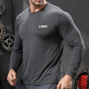 Custom Logo <b>Men's</b> Quick Dry Fitness Training Top Tee GYM Tshirt Long Sleeve Compression <b>Turtle</b> Mock <b>Neck</b> Workout T Shirts - Product Image 1