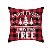 Nouvelle Housse de Coussin en Tissu Peau de Pêche à Carreaux Rouges pour Noël, Décoration de Canapé, Housse de Coussin Douce pour Bureau, Housse de Coussin de Noël pour la Maison