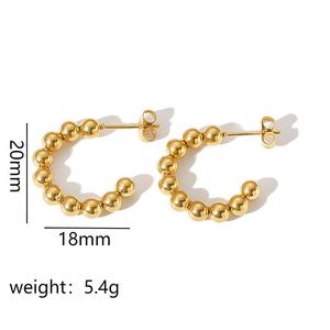 Pendientes de aro de oro de 18 quilates y acero inoxidable con diseño geométrico de cuentas para mujer, joyería de moda para fiestas. - Product Image 4