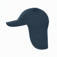 Casquette de baseball 5 panneaux 100 % polyester avec rabat de cou, protection de cou étendue, visière incurvée, œillets de ventilation, respirante et imperméable
