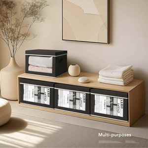 Caja de Almacenamiento Moderna de Tela No Tejida con Panel de PP, Ventana de PVC, Diseño Plegable, Capacidad de 20-35L, Organizador de Ropa Práctico - Product Image 3