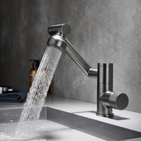 1080 degrés universel rotatif lavabo robinet LED thermostatique affichage de la température mélangeurs salle de bain évier robinet d'eau pistolet gris