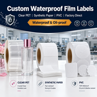 Étiquettes autocollantes PET imperméables directes usine, logo personnalisé découpé, adhésif résistant à l'huile pour bouteilles de parfum, shampoing, gel douche, OEM