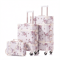 Ensemble de bagages vintage à motif floral, valise à roulettes avec serrure TSA, valise de voyage artisanale pour femmes et unisexe