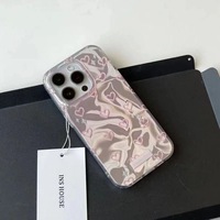 Coque de Téléphone Luxe Adorable Rose Laser Cœur d'Amour pour iPhone 15 11 12 13 14 Pro Max Plus XS X XR 7 8 Fille Joli Bumper Arrière