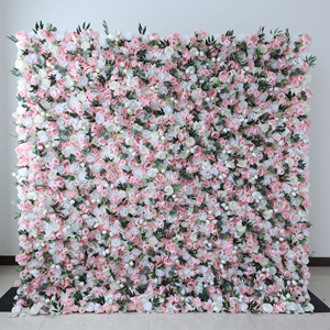 Großhandel Dekorative Künstliche Seidenblumen-Wandpaneele Künstliche Rosa Rosen-Rollwand für Hochzeitsbühnen-Hintergrund - Product Image 1