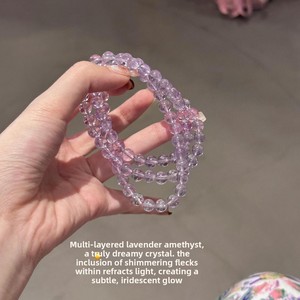 Tinh thể ban đầu đánh bóng hình học hình dạng bướm thiết kế thích hợp màu xám ánh trăng màu tím asai Thạch Anh Tím dâu tây pha lê Vòng đeo tay - Product Image 2