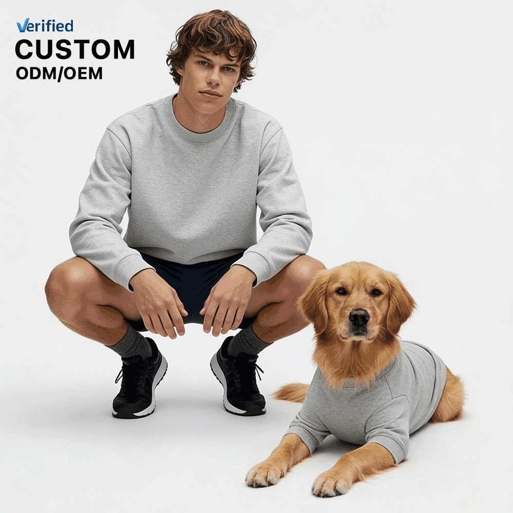 Wholesale Designer Luxury Dog Sweatshirt Print Fabric Drop Shoulder Comfort Fleece Knitted Dog Sweatshirt Parent-child Clothing