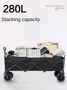Chariot de camping grande capacité de 1,3 mètre, chariot de marché nocturne, chariot pliable d'extérieur, chariot de pique-nique, remorque, double freinage à roulements - Product Image 2