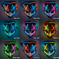 Masque d'Halloween Purge lumineux, masque effrayant avec fil EL et LED pour les fêtes et les cadeaux
