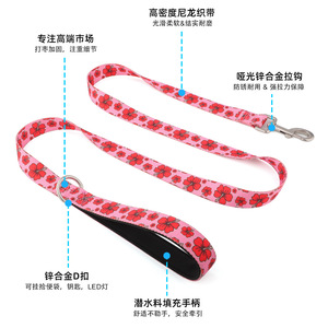 Laisse pour chien en nylon à motifs floraux S M/L, ceinture de traction durable pour animaux de compagnie, pour races petites et grandes - Product Image 4
